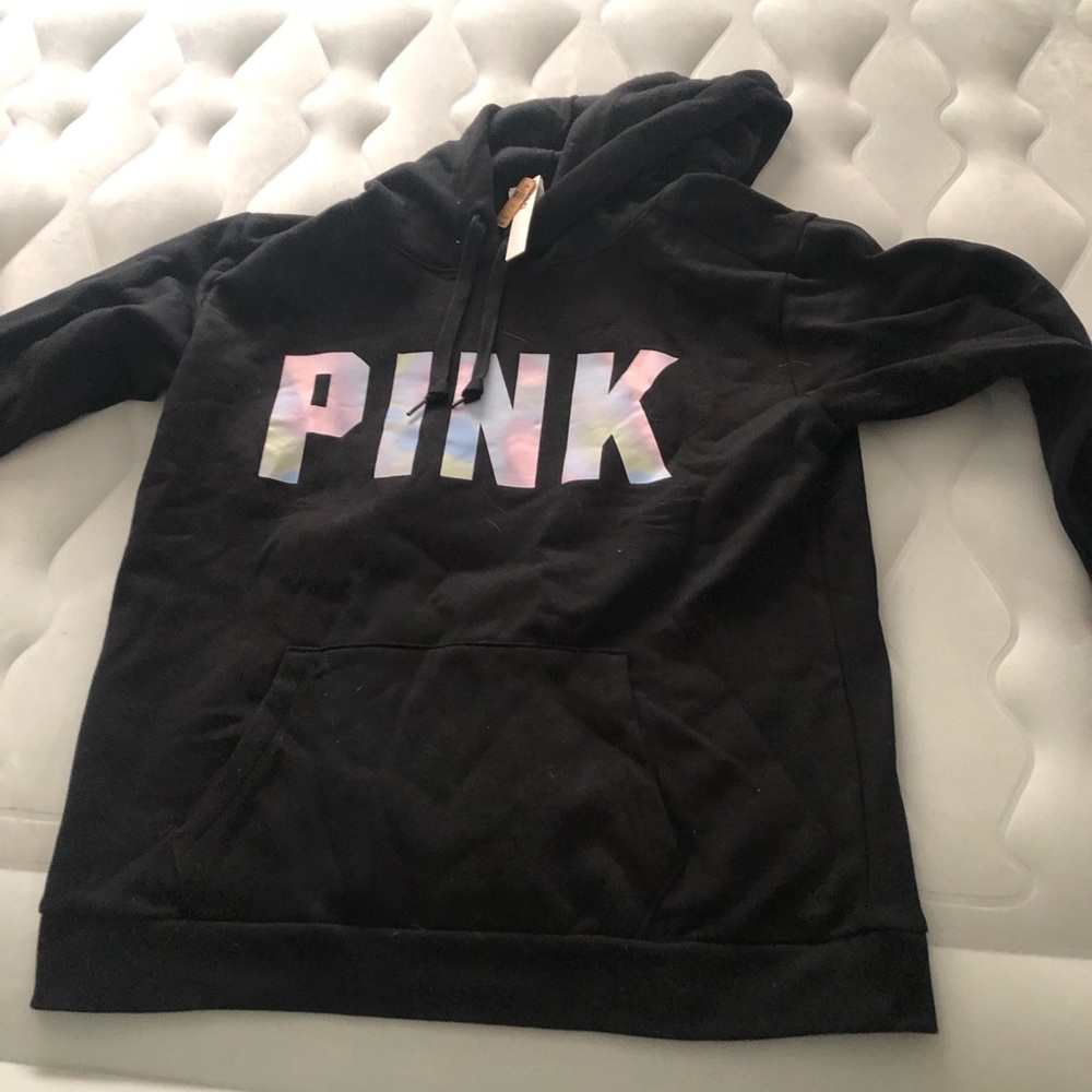 Victoria secrets sweatshirt hooded. Black size medium brand new with tags
